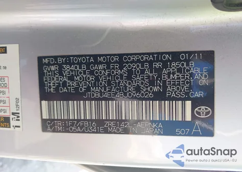 2011 Toyota Corolla Le z USA, uszkodzony, nr VIN JTDBU4EE4BJ096026